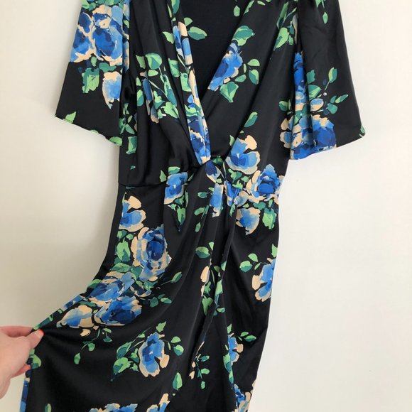 Zara - Black & Blue Tulip Knotted Dress - Picture 2 of 4